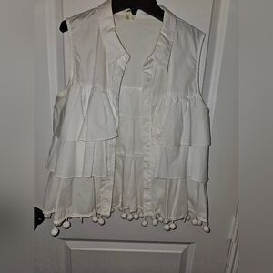 White Sleeveless Ruffle Top